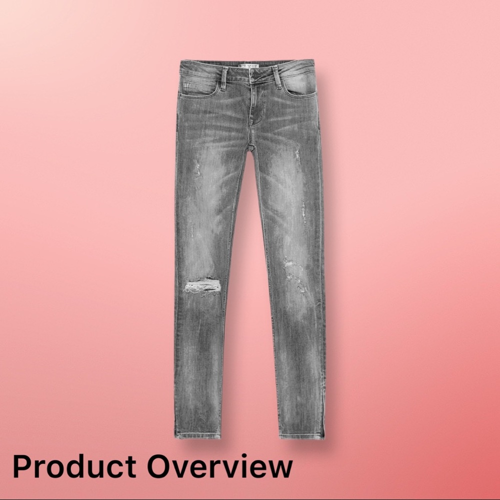 Zara Grey Distressed Skinny Jeans